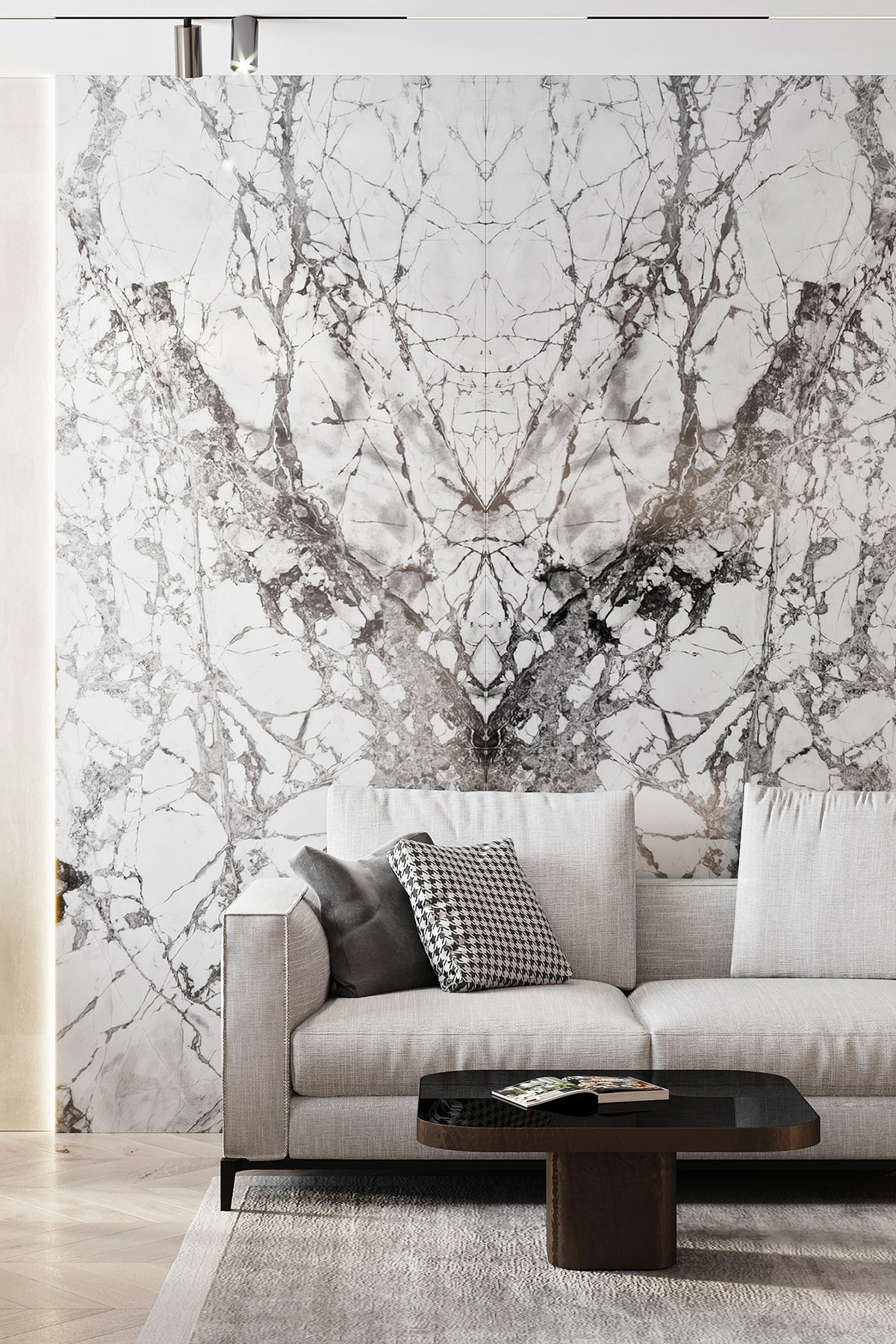 Bookmatched marble